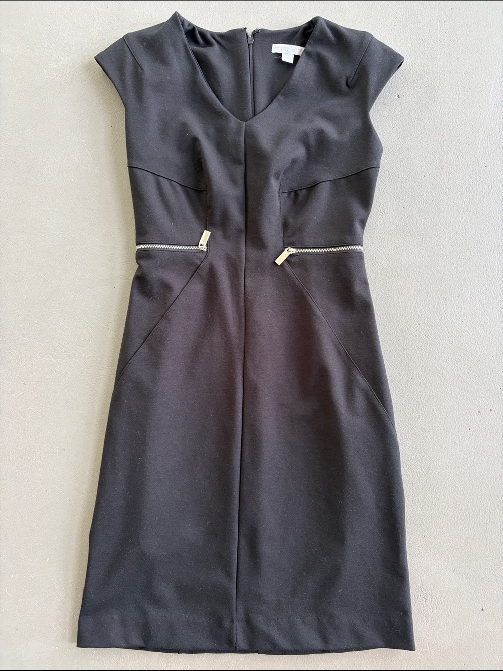 New York & Company Black Cap Sleeve Midi Dress